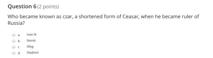 Who became known as czar, a shortened form of Ceasar, when he became ruler of Russia-example-1