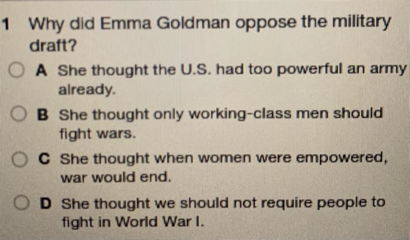 Why did Emma Goldman oppose the military draft?-example-1