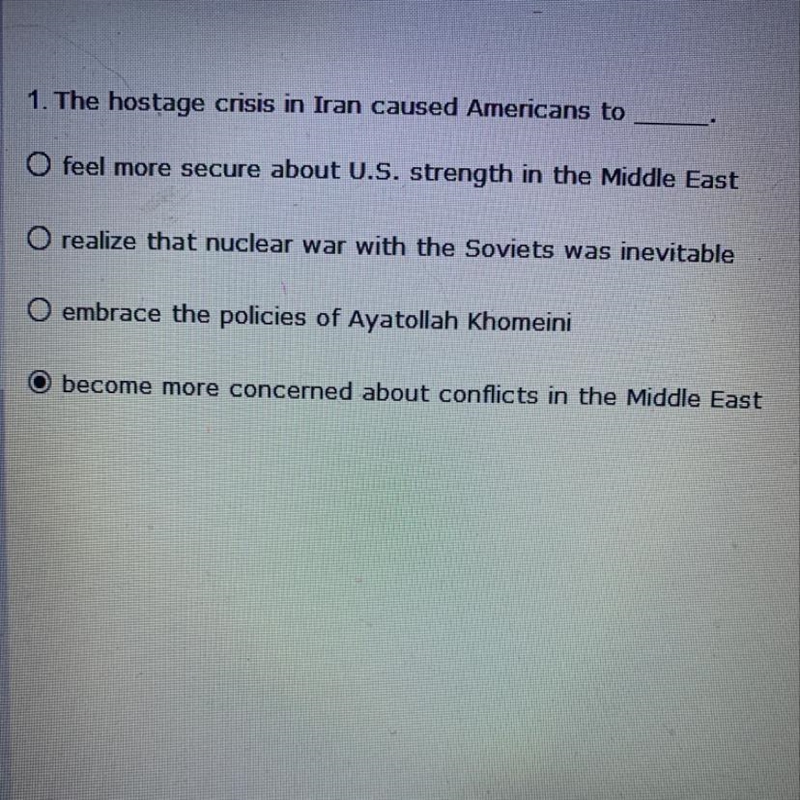 The hostage crisis in Iran caused Americans to...?-example-1