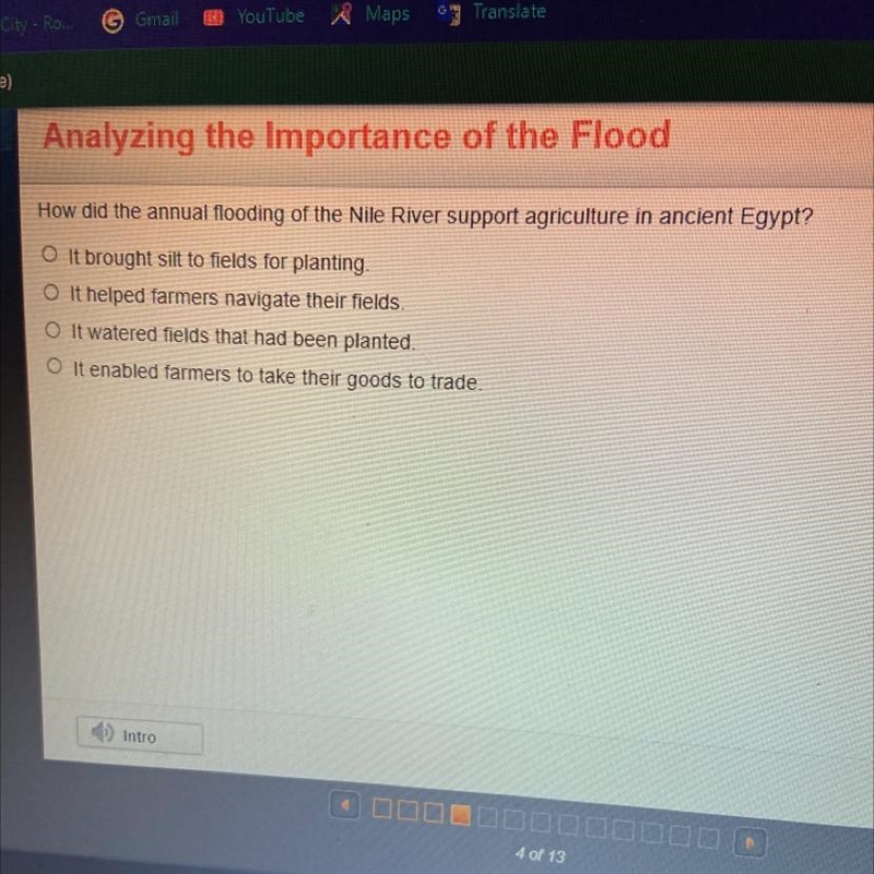 How did the annual flooding of the Nile river support agriculture in ancient Egypt-example-1