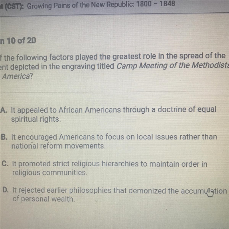 Which of the following factors played the greatest role in the spread of the movement-example-1