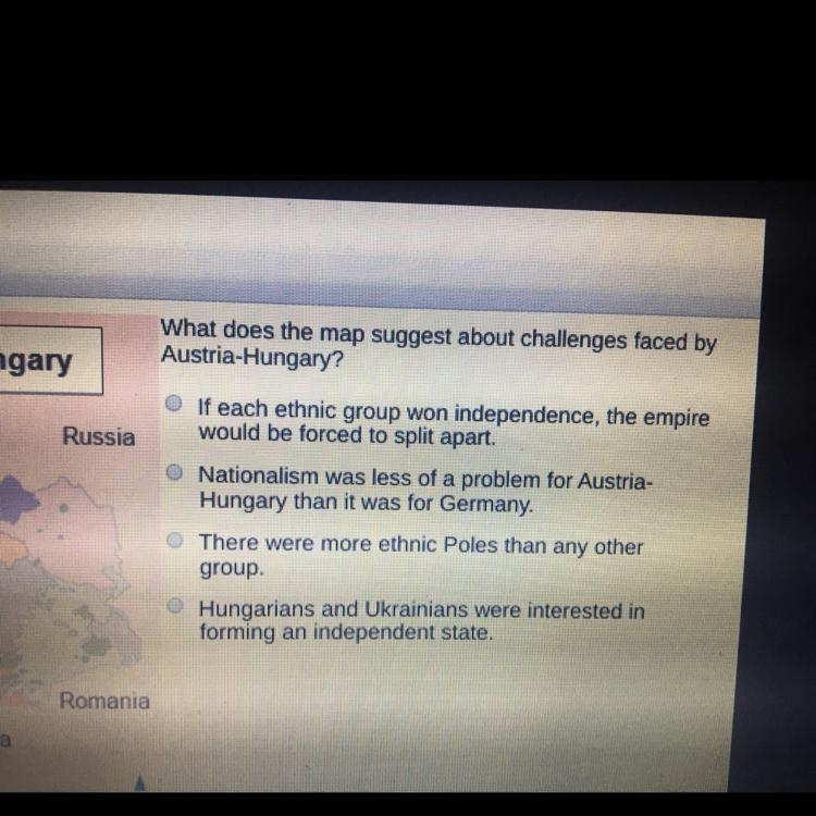 What does the map suggest about challenges faced by Austria-Hungary-example-1