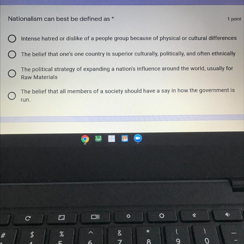 Nationalism can best be defined as? A. Intense hatred or distike of a people group-example-1