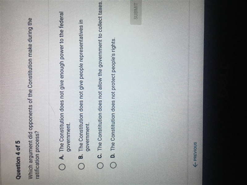 Which argument did opponents of the constitution make during the ratification process-example-1