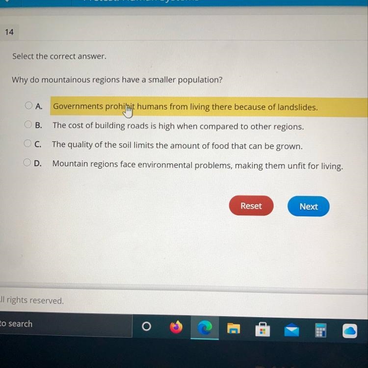 Why do mountainous regions have a smaller population?-example-1