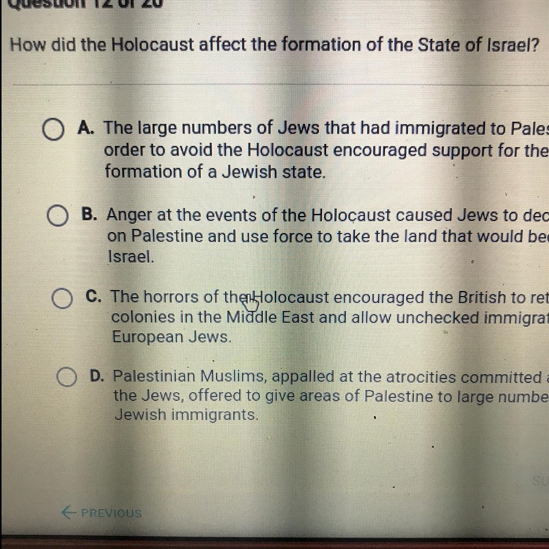 How did the holocaust affect the formation of the state of Israel-example-1