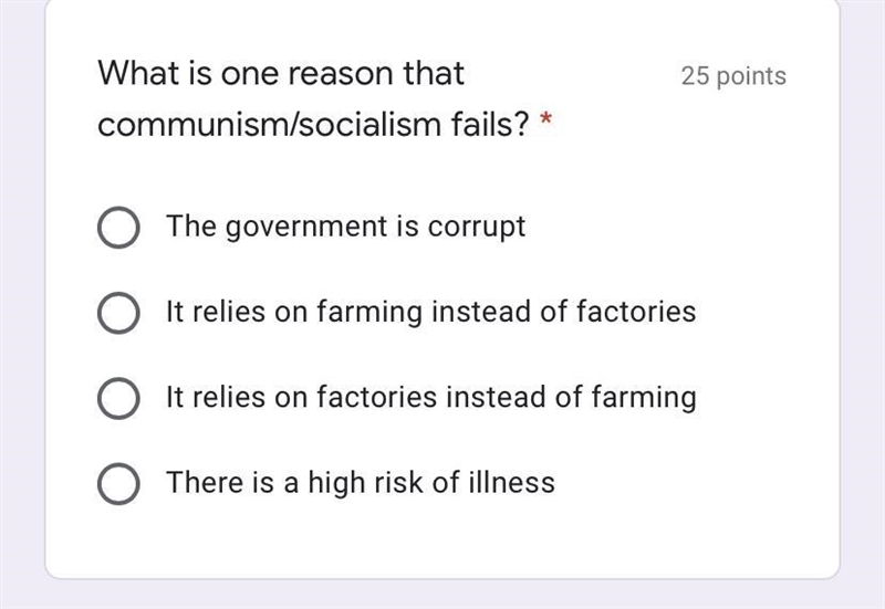 What is one reason that communism/socialism fails? please help-example-1