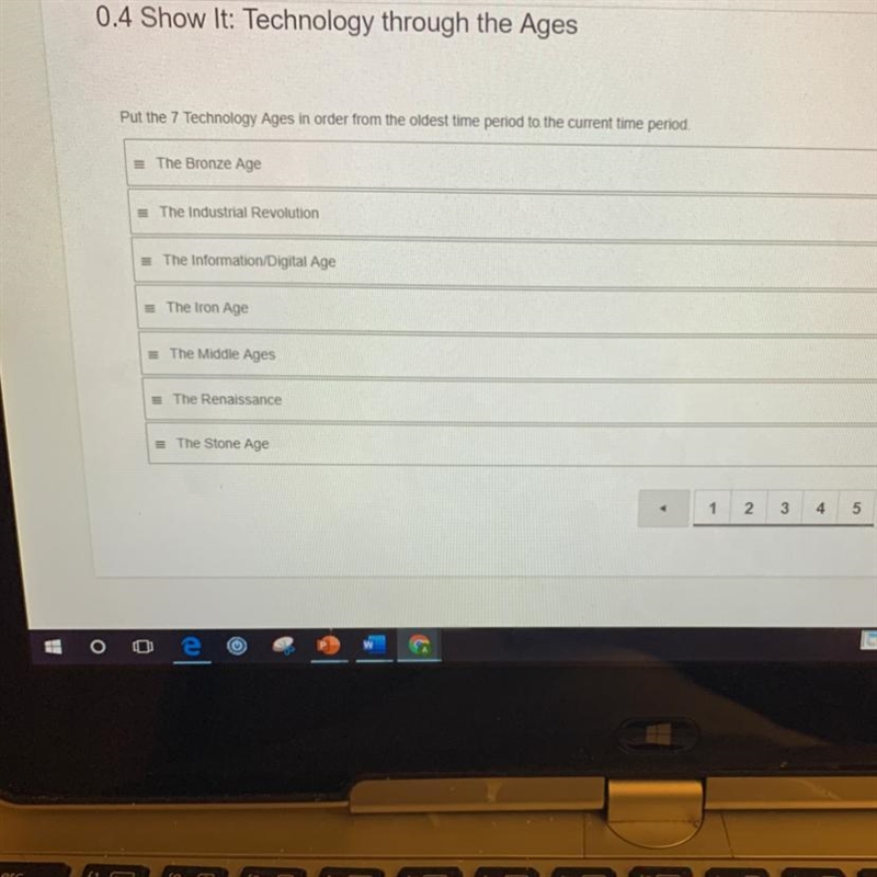 Technology Ages in order from the oldest time period to the current time period.-example-1