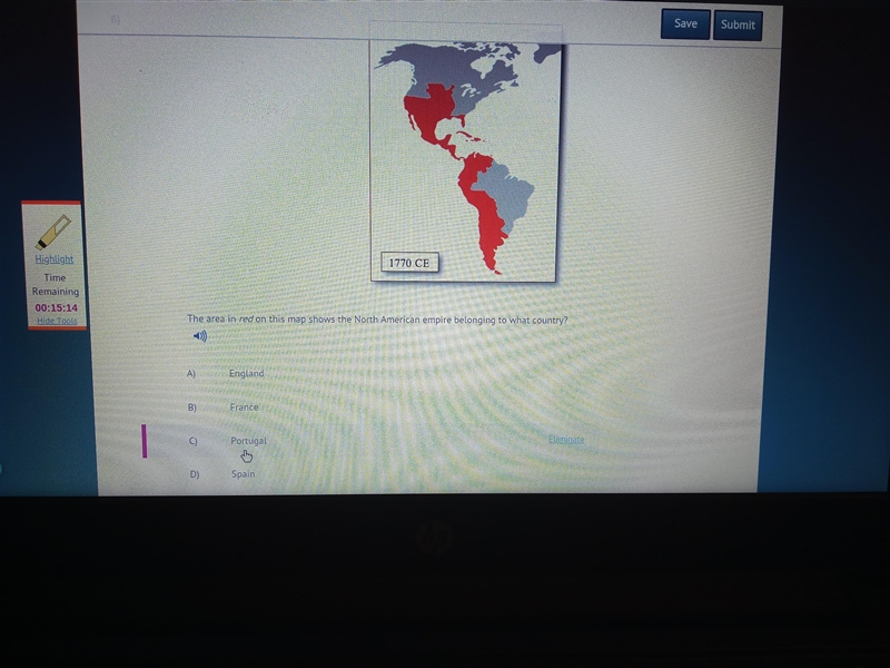 The area in red on this map show North America empire belonging to what county? A-example-1