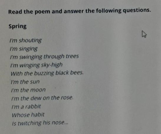 Which of the following is a metaphor in this poem? A) Is twitching his nose. B) There-example-1