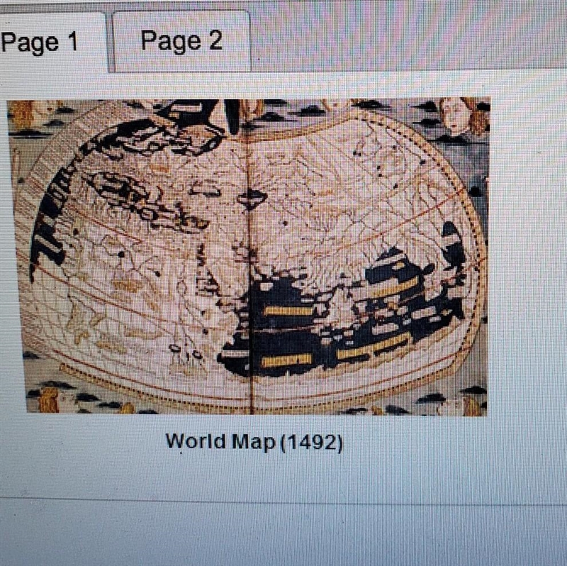 How does the 1492 map differ from the map of the world today? Check all that apply-example-1