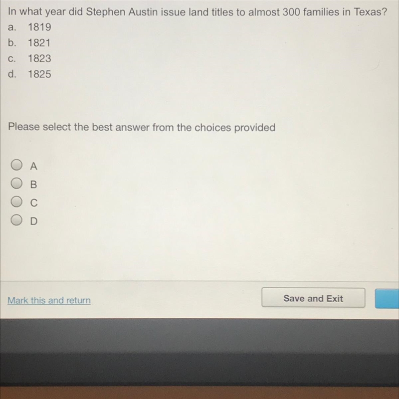 30 points!! In what year did Stephen Austin issue land titles to almost 300 families-example-1