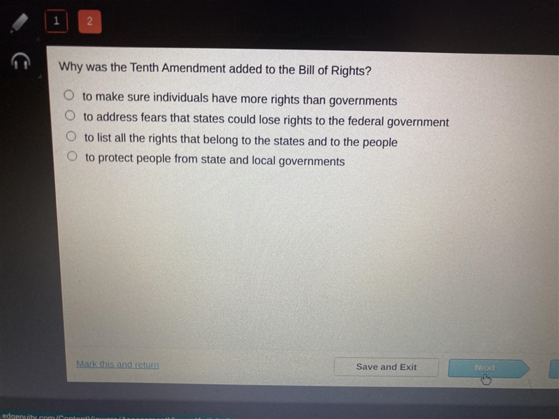 What is the 10th amendment added to the bill of rights-example-1