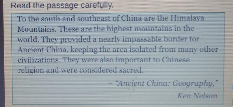 Base on the passage,why were the Himalaya Mountains important to the people of ancient-example-1