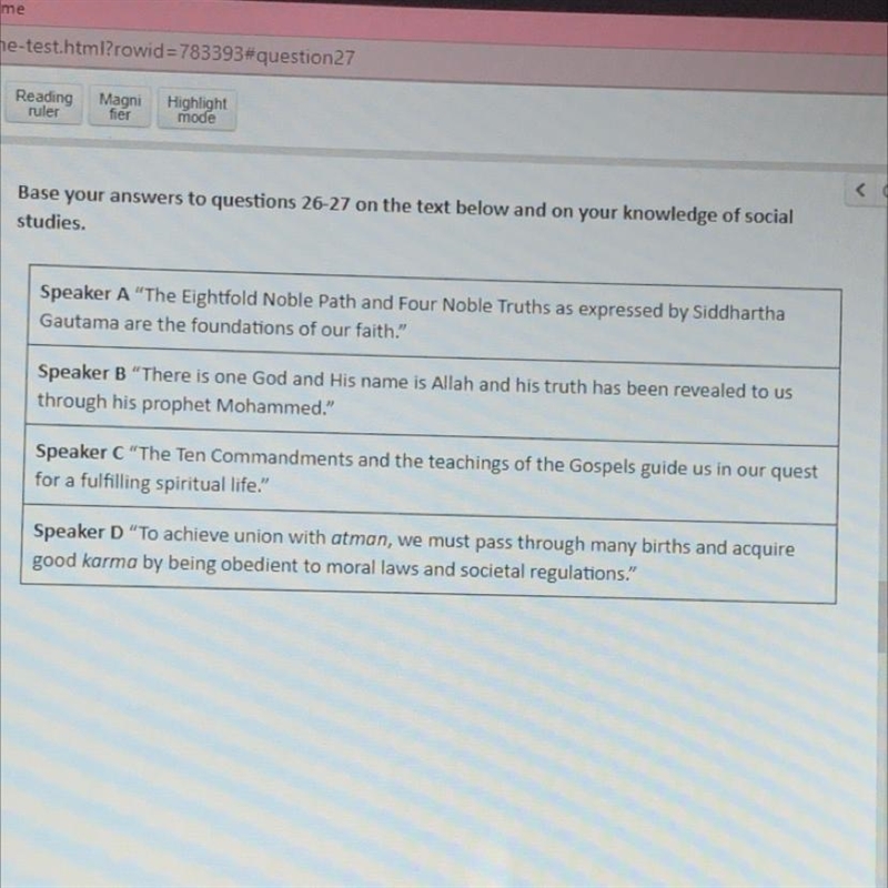 Please help me! Identify one similarity between belief systems practiced by Speaker-example-1