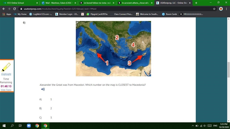 Alexnader the great was from macedon.Which number on the map is the closest to macedonia-example-1