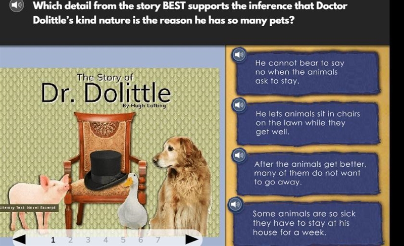 which detail from the text best supports the infrence that docter dolittle's kind-example-1