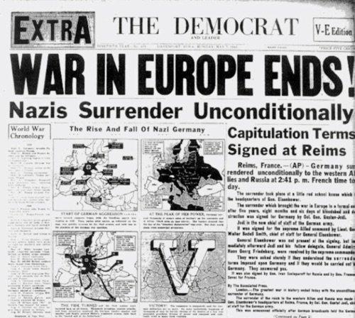 This newspaper is MOST associated with which of these? A) D-Day B) V.E. Day C) V.J-example-1