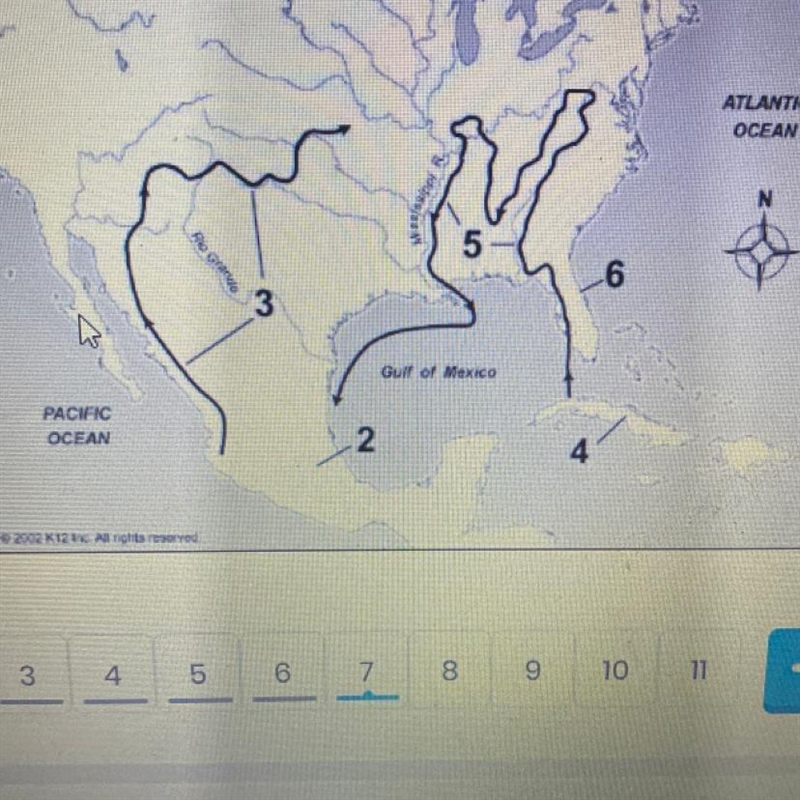 Which number correctly labels Florida? A. 1 B. 2 C. 3 D. 4 E. 5 F. 6-example-1