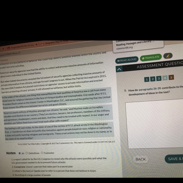 9/11/2001 commonlit I need help with how paragraphs 26-28 development of ideas in-example-1