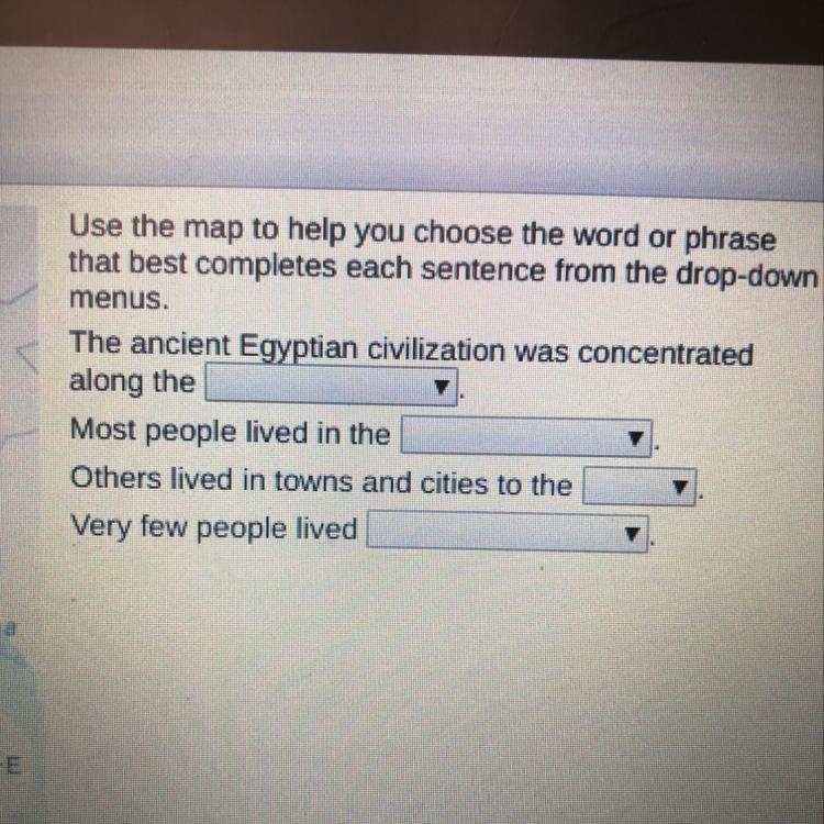 Help me out please! Use the map to help you choose the word or phrase that best completes-example-1