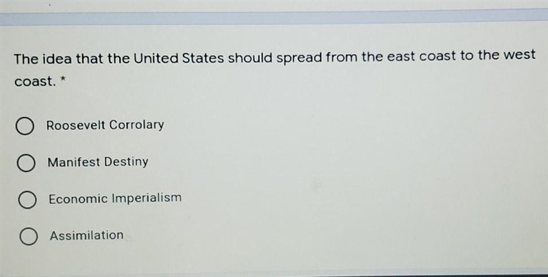 The idea that the United States should spread from the east coast to the west coast-example-1