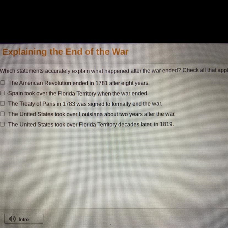 Which statements accurately explain what happened after the war ended? Check all that-example-1