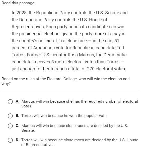 Based on the rules of the electoral college, who will win the election and why-example-1