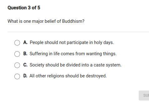 The religion of buddhism was first practiced by people who:-example-1