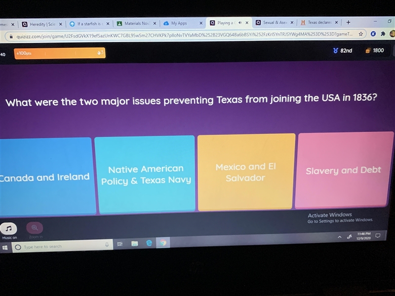 What were the two major issues preventing Texas from joining the USA in 1836?-example-1