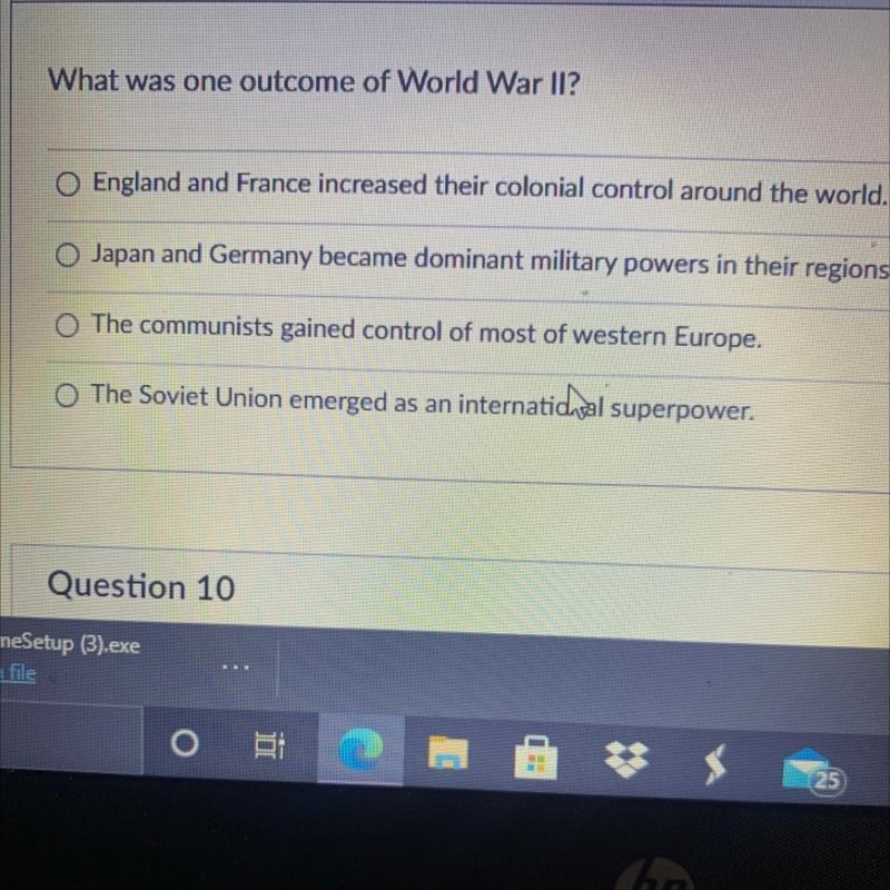 What was one outcome of World War II?-example-1