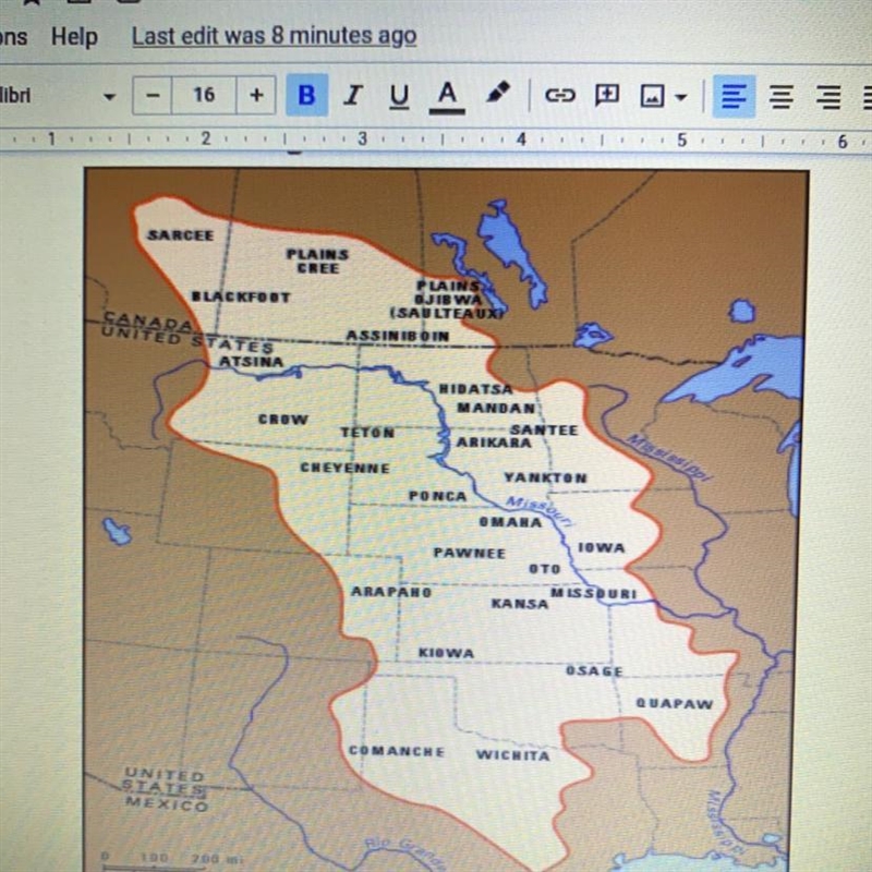 Which tribes are located southwest from the Missouri River?-example-1