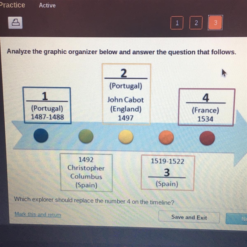 Asap!!Which explorer should replace the number 4 on the timeline? A. Ferdinand Magellan-example-1