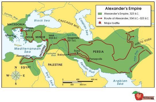 According to this map, places that experienced the Hellenistic Age included West Africa-example-1