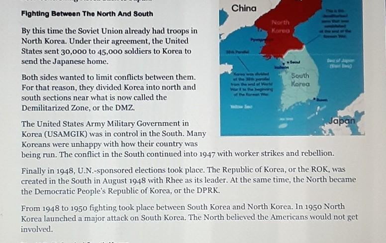 1. Read the section "Fighting Between the North and South Select the sentence-example-1