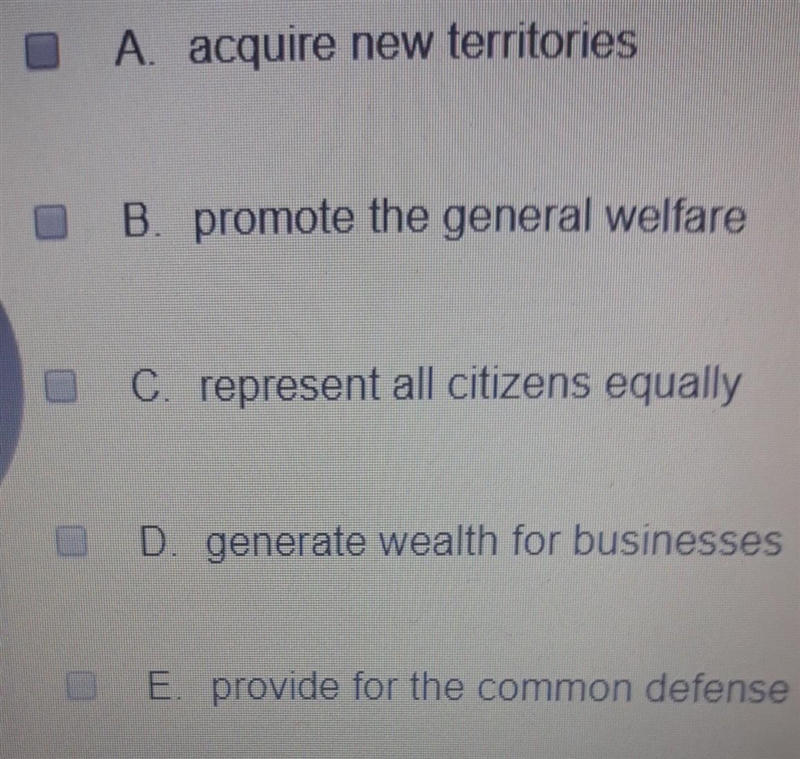 Which of the following is a stated purpose of the United States government under the-example-1