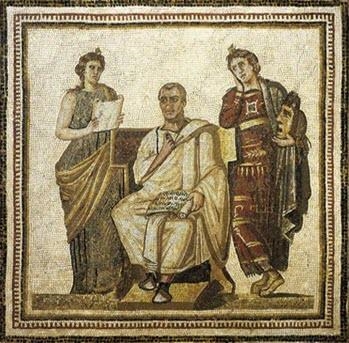 This piece of Roman art is an example of a (4 points) painting sculpture mosaic portrait-example-1