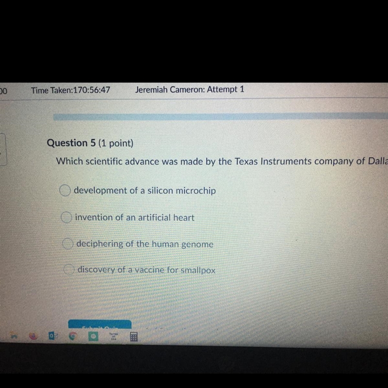 (Help now)Which scientific advance was made by the Texas Instruments company of Dallas-example-1