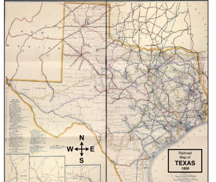 Study these two maps of the Texas Railroad System, created over 40 years apart. What-example-1