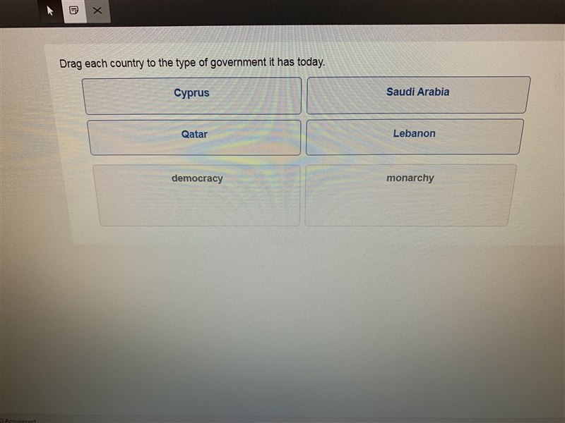 Drag each country to the type of government it has today-example-1