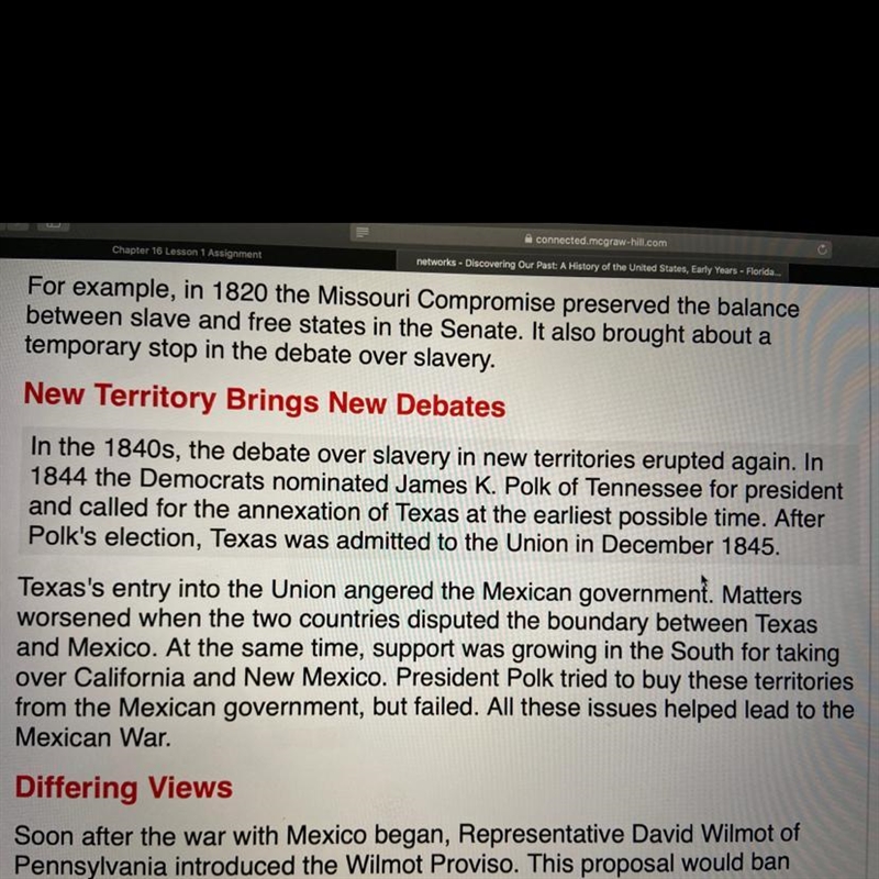 Call might location play a part in whether New Mexico and California became slave-example-1