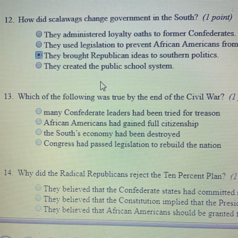 13. Which of the following was true by the end of the Civil War? (1 point)-example-1