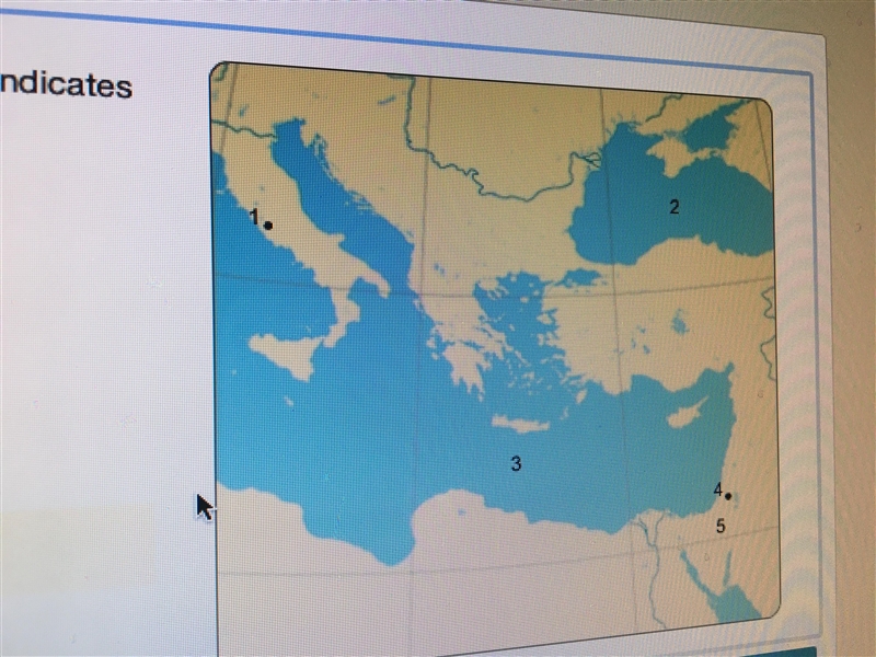 According to the map, what number indicates Rome? 1 2 3 4 5-example-1