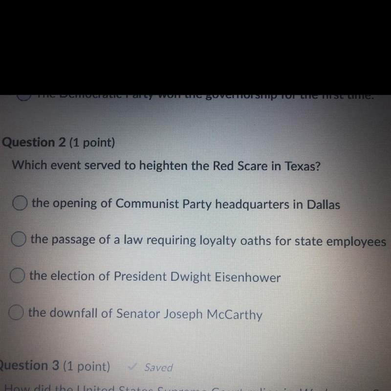 Which event served to heighten the red scare in Texas?-example-1