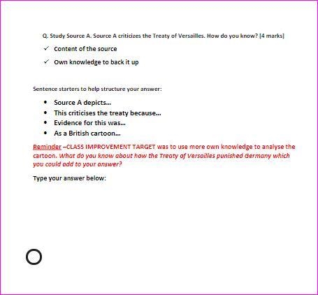 Q. Study Source A. Source A criticizes the Treaty of Versailles. How do you know? [4 marks-example-1