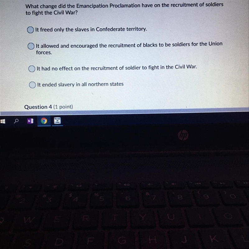 Help ASAP MWhat change did the Emancipation Proclamation have on the recruitment of-example-1