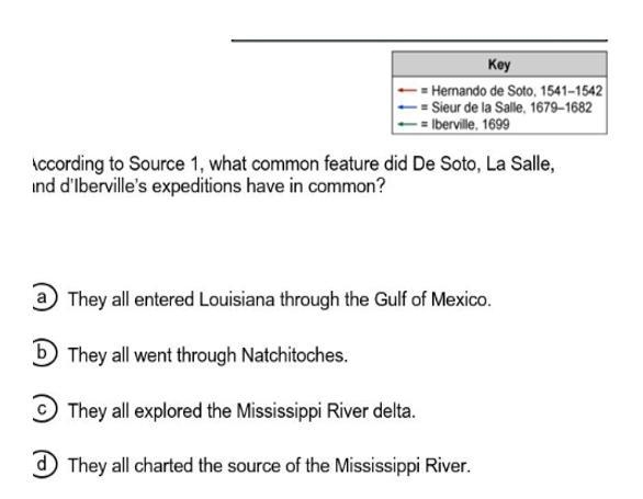 Louisiana History question, help! According to source 1, what common feature did De-example-2