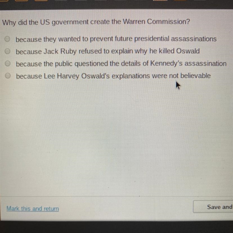 Why did the US government create the Warren Commission-example-1