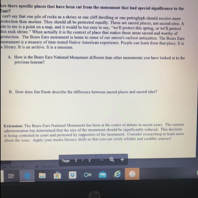 Please help!! 40 points! How is the Bears Ears National Monument different than other-example-1