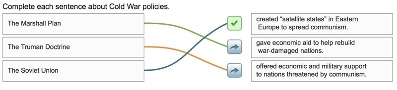 Complete each sentence about cold war policies-example-1